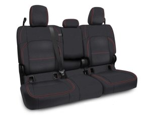 Jeep Gladiator JT Seat Covers - Rear - PRP Seats - Leather Interior - Black with Red Stitching - `20-`22